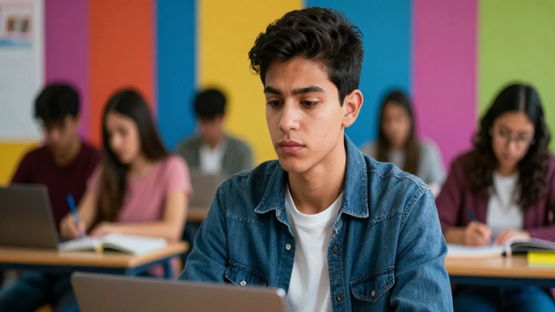 Estudiante mexicano concentrado en universidad moderna