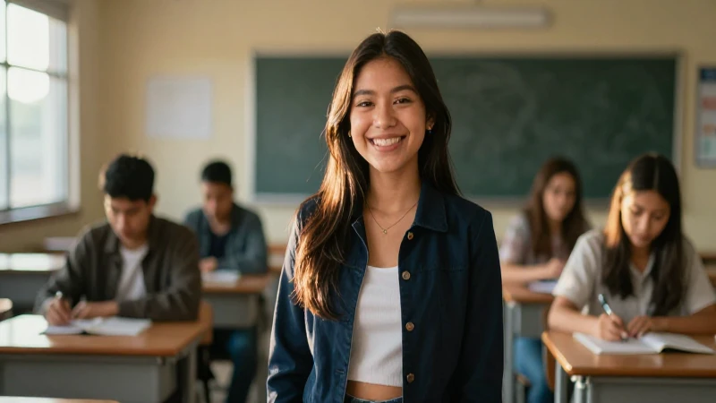 Estudiante mexicano alegre con iluminación cinematográfica