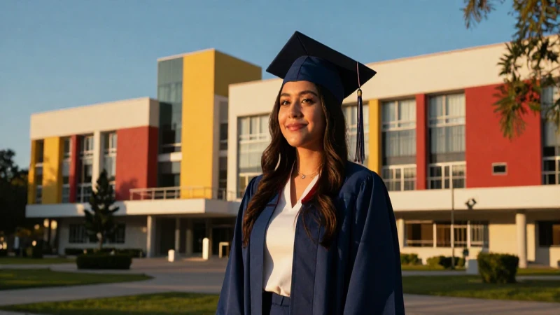 Graduado mexicano bajo luz dorada