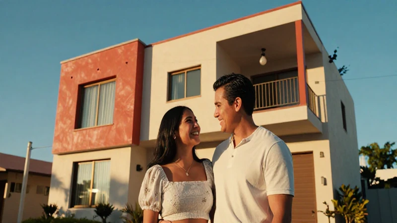 Joven pareja mexicana en arquitectura moderna