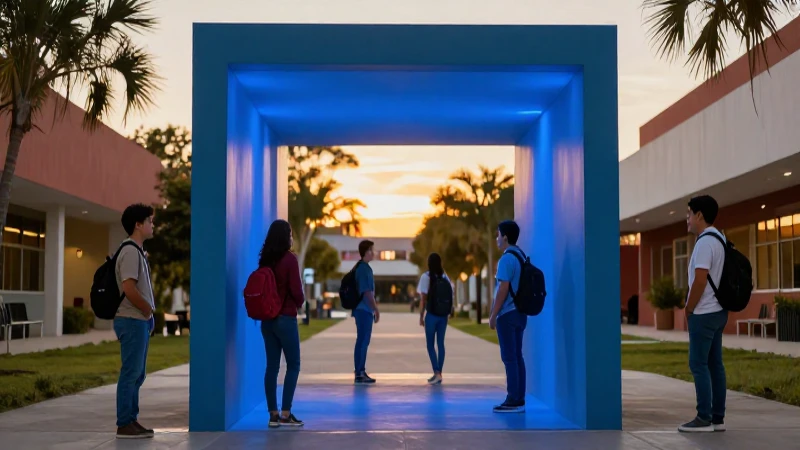 Estudiantes mexicanos en un campus moderno y vibrante