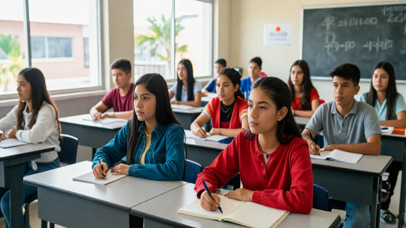Estudiantes mexicanos concentrados en un aula moderna