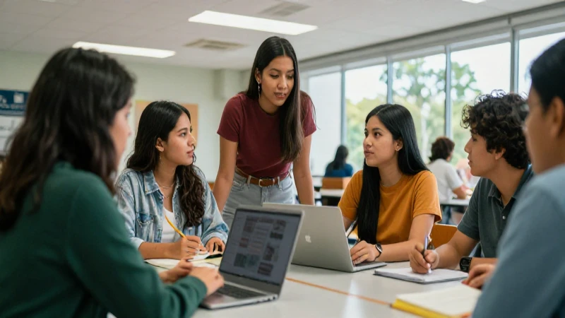Estudiantes mexicanos en un campus vibrante