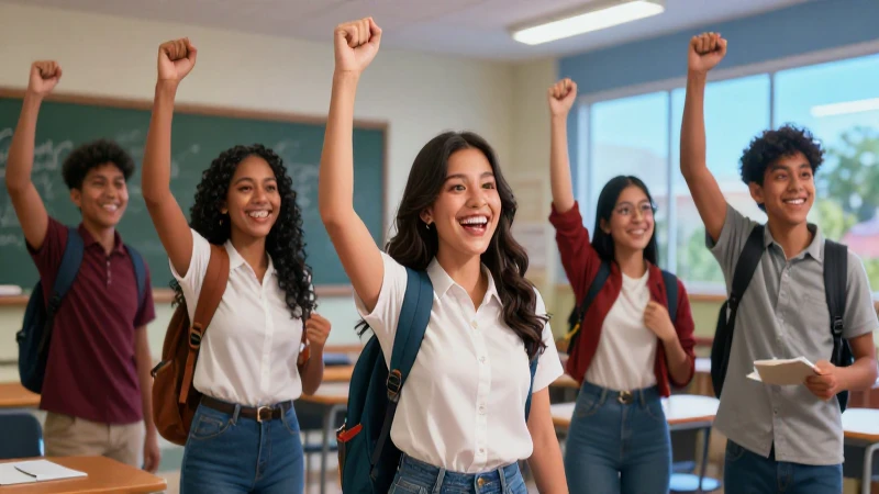Estudiantes mexicanos celebrando su éxito