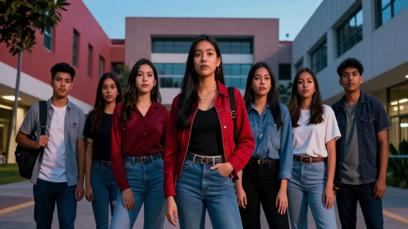 Estudiantes mexicanos modernos en un campus dinámico
