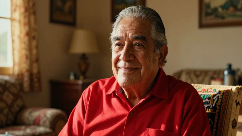 Hombre mayor feliz en ambiente cálido