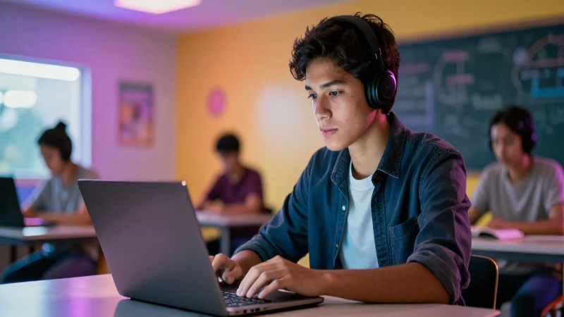 Joven mexicano brillante en entorno digital moderno