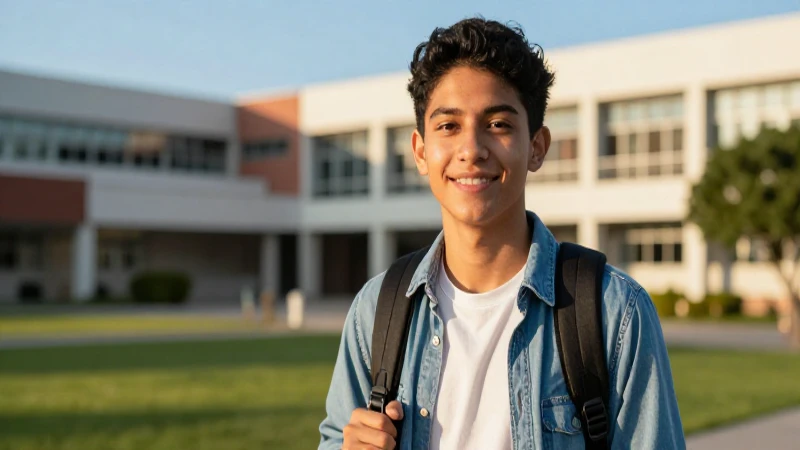 Joven estudiante mexicano en campus vibrante