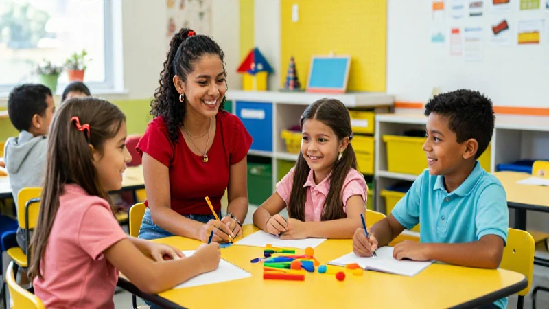 Niños mexicanos alegres en clase moderna