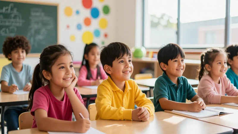 Niños felices en aula mexicana moderna