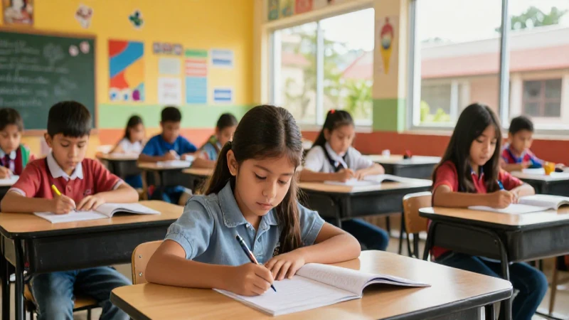 Niños en escuela mexicana moderna, foto vibrante de alta calidad