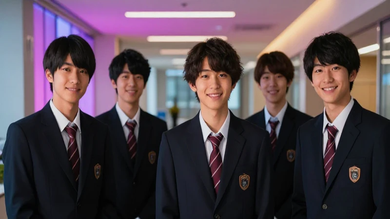 Estudiantes japonesas sonrientes en un campus vibrante