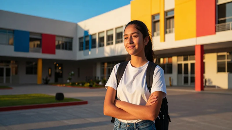 Cuáles son las mejores preparatorias privadas en Tijuana 2 Estudiante mexicano en campus moderno, luz dorada