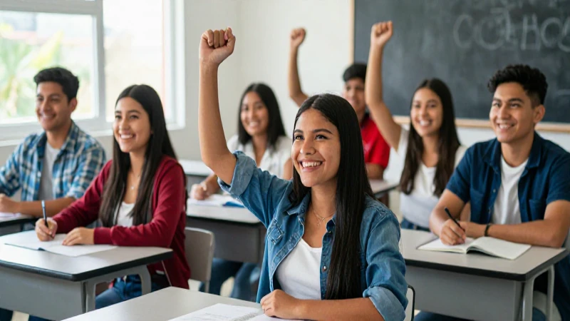 Estudiantes mexicanos celebrando su éxito académico