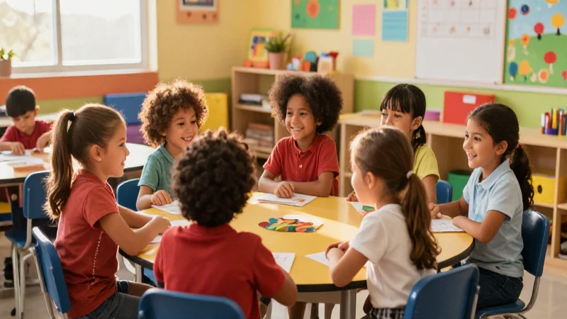Niños mexicanos felices en aula moderna y vibrante