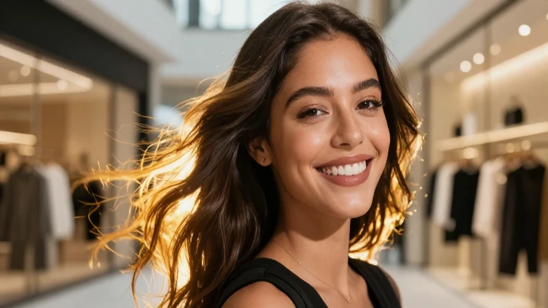 Joven mexicana sonríendo con luz vibrante