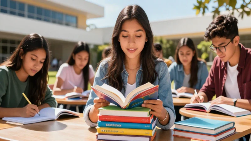 Estudiantes mexicanos estudian en campus vibrante