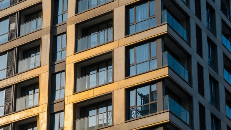 Fachada moderna, detalle dramático y vibrante