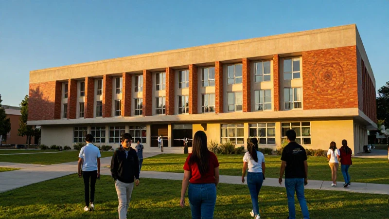 Estudiantes mexicanos en campus al atardecer