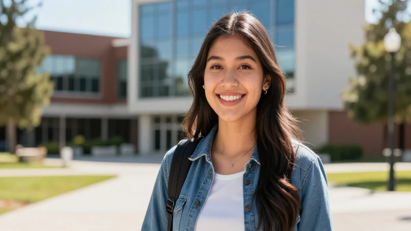 Estudiante mexicano sonriente en campus universitario