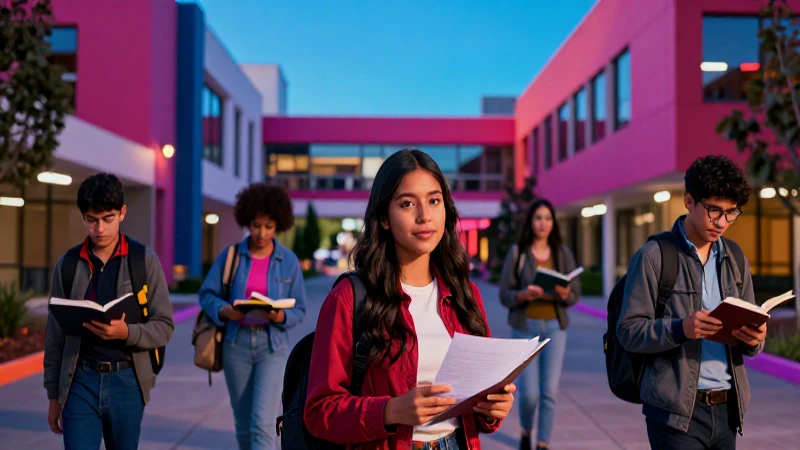 Estudiante mexicano en campus moderno con estilo cinematográfico