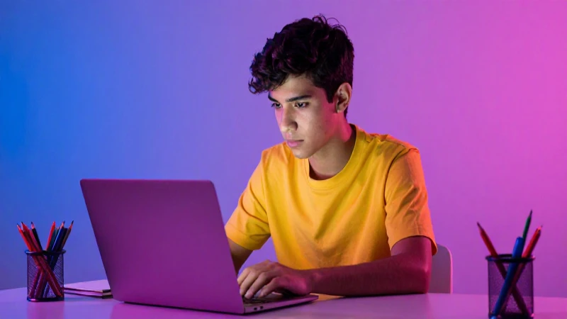 Estudiante mexicano concentrado en estudio moderno