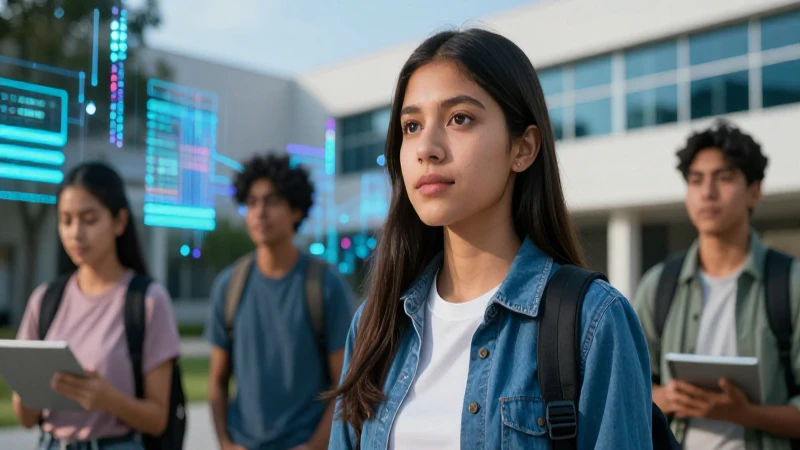 Estudiante moderno y confiado en campus digital
