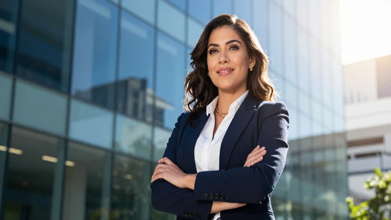 Mujer exitosa en oficina moderna y brillante