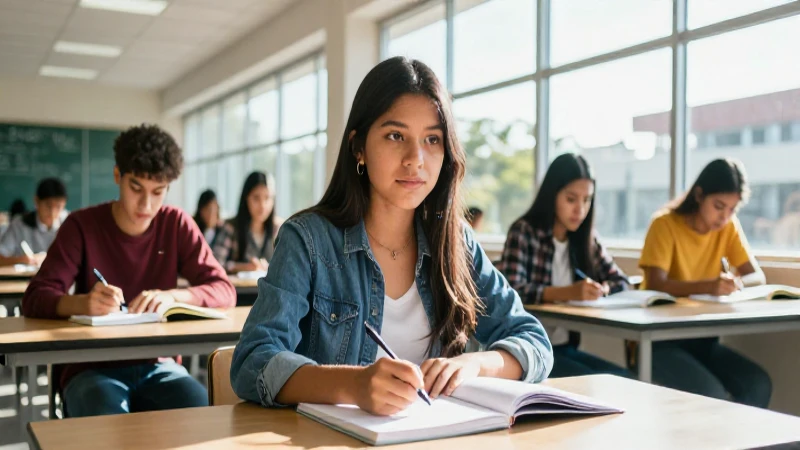 Estudiante mexicano en universidad moderna y luminosa