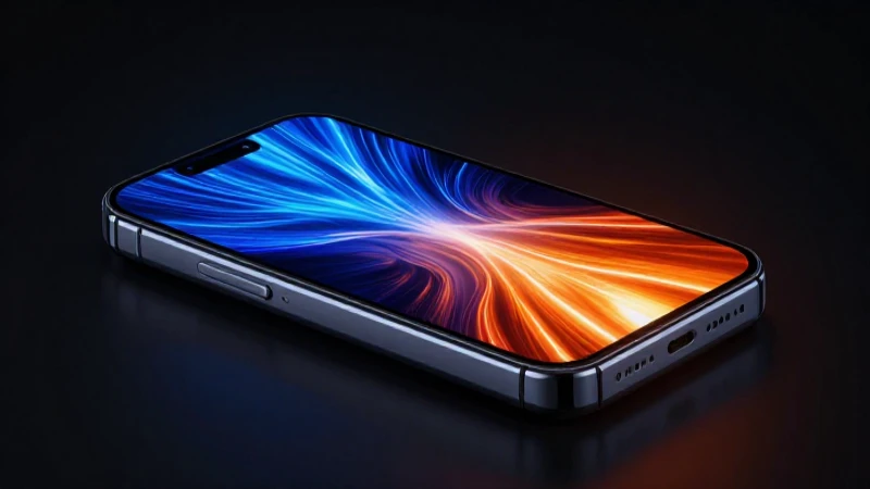 Smartphone dramático con energía azul y naranja