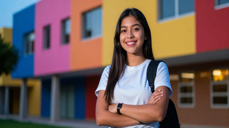 Retrato dinámico de estudiante mexicano moderno