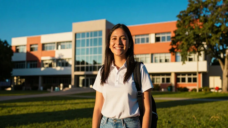 Estudiante mexicano feliz en campus universitario
