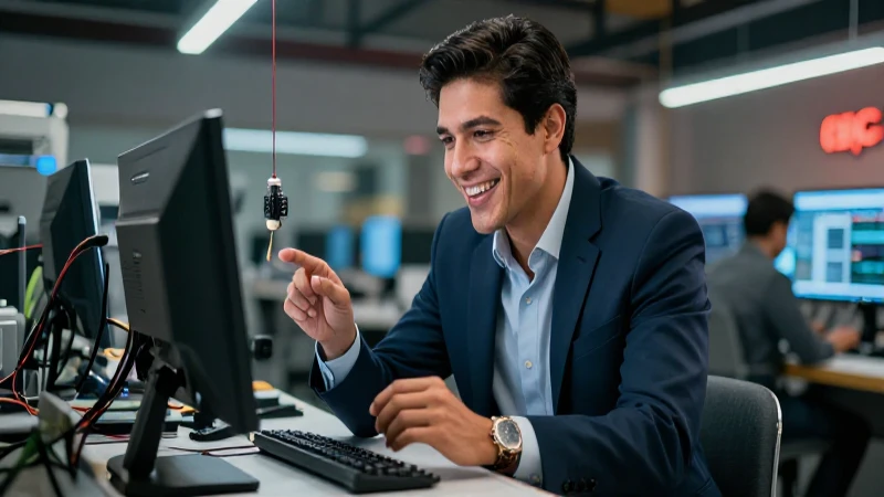 Joven mexicano colaborando en proyecto tecnológico