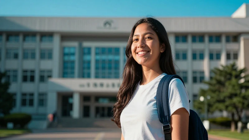 Estudiante mexicana en campus vibrante