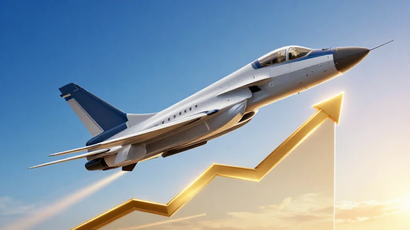 Gráfico bursátil ascendente sobre un jet al amanecer