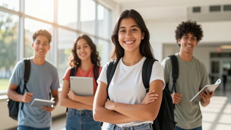Ilustración vibrante de estudiante mexicano sonriente