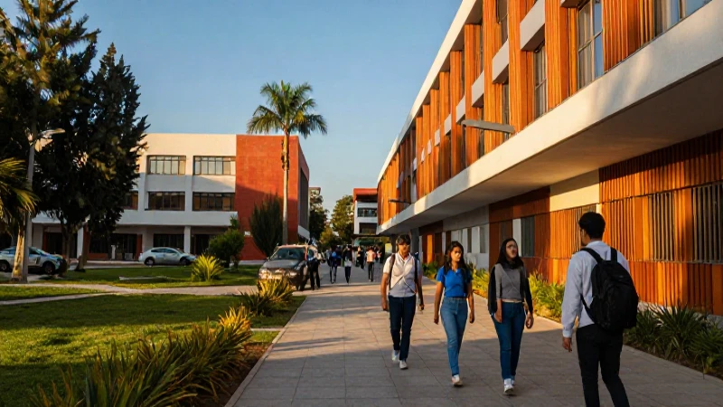 La Salle Puebla: éxito en campus moderno al atardecer