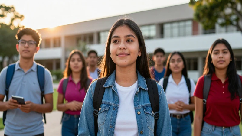 Jóvenes mexicanos con esperanza en campus moderno