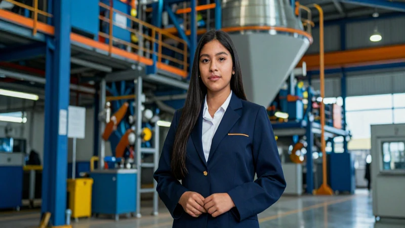 Estudiante mexicano orgulloso en fábrica moderna