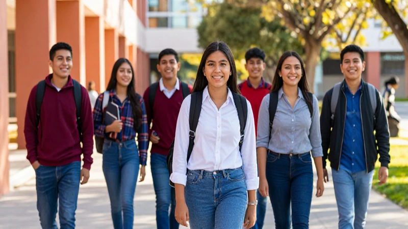 Estudiantes mexicanos felices en vibrante campus