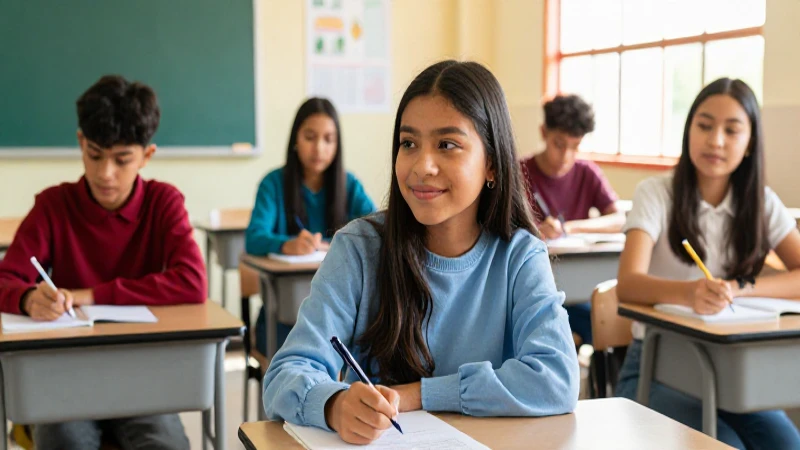 Estudiante mexicano inspirado en aula moderna y luz dorada