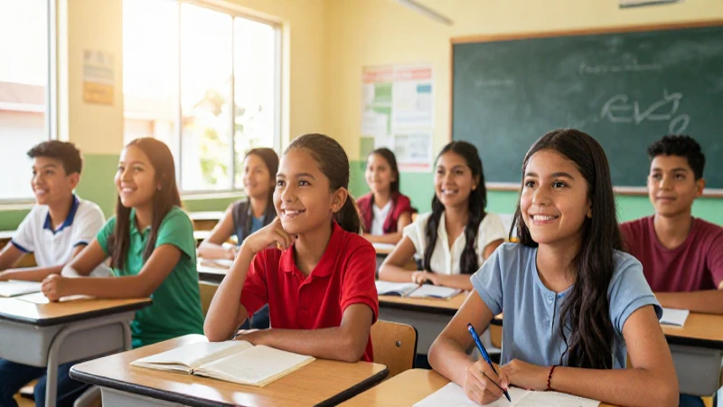 Aula mexicana vibrante con estudiantes felices y exitosos