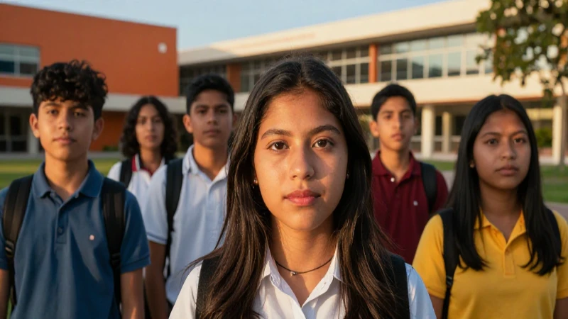 Jóvenes mexicanos soñadores en campus moderno