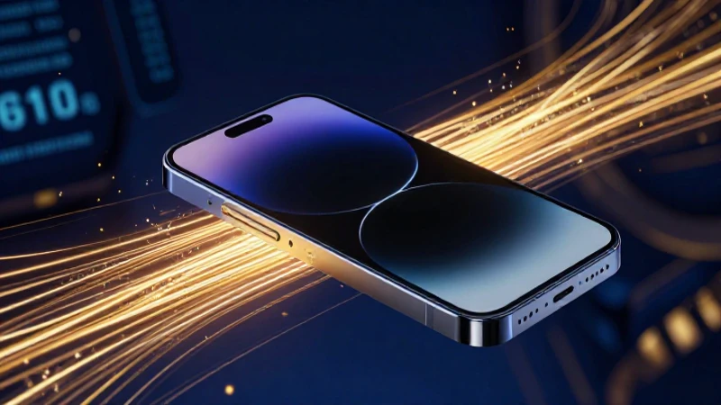 Smartphone elegante con flujos de datos seguros