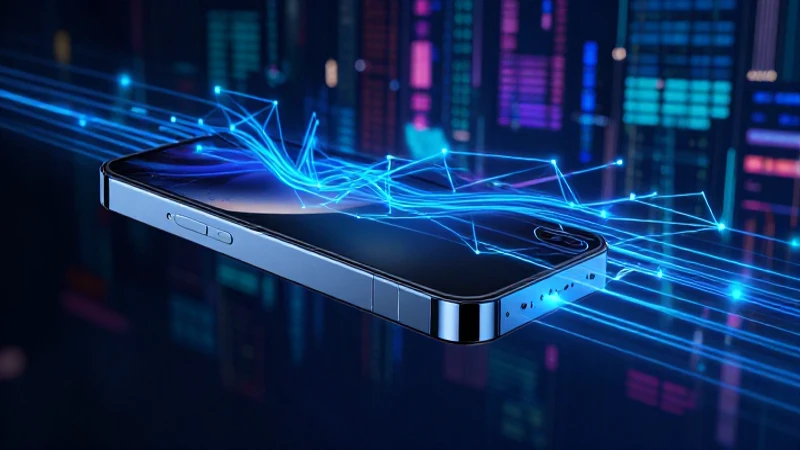 Smartphone moderno con líneas de conectividad azul