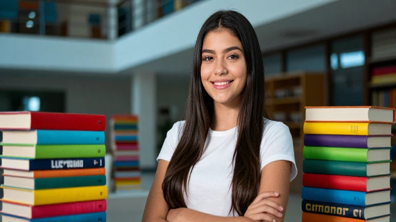 Estudiante mexicano brillante en campus vibrante