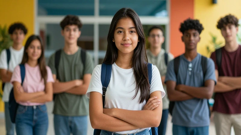 Joven mexicano confiado en campus moderno