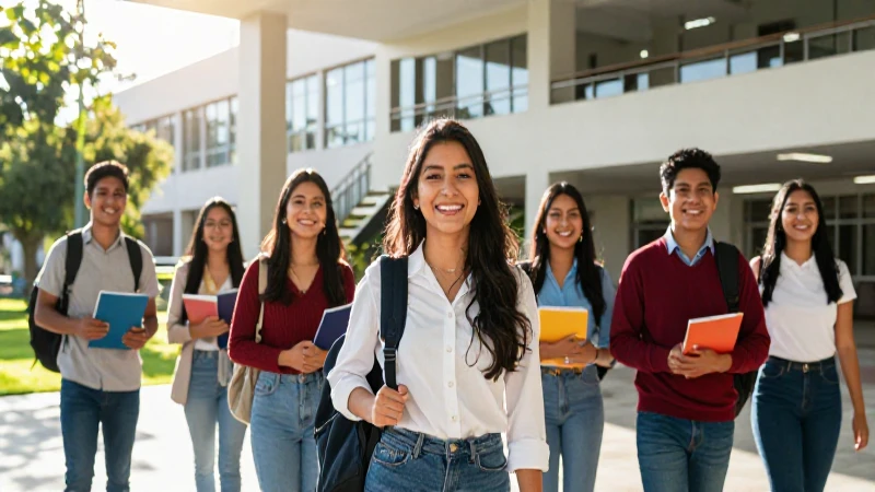 Éxito educativo vibrante en campus moderno