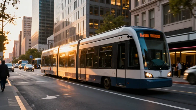 Ciudad vibrante con vehículo moderno al atardecer