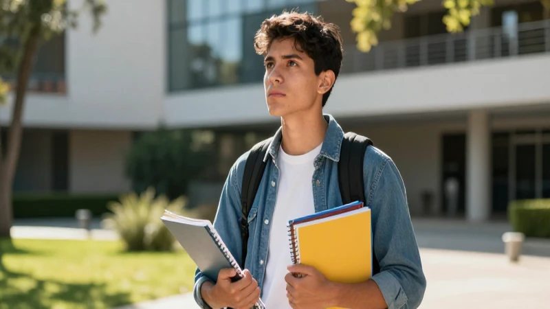 Joven estudiante mexicano brillante en universidad